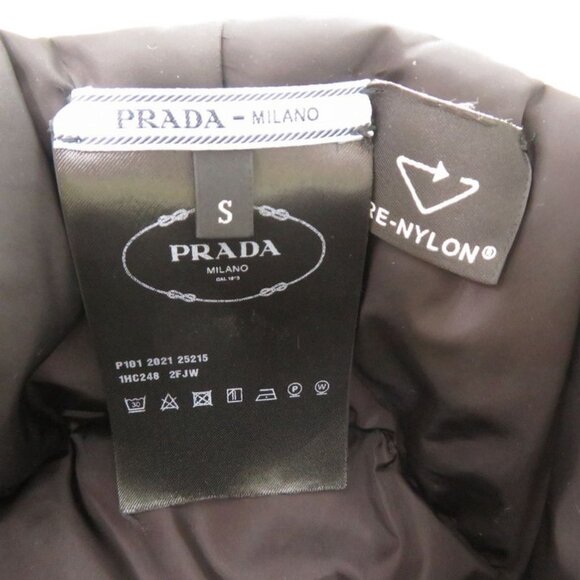 Prada Re Nylon Logo Print Volume Bucket Hat Polyester Polyamide White 0674
